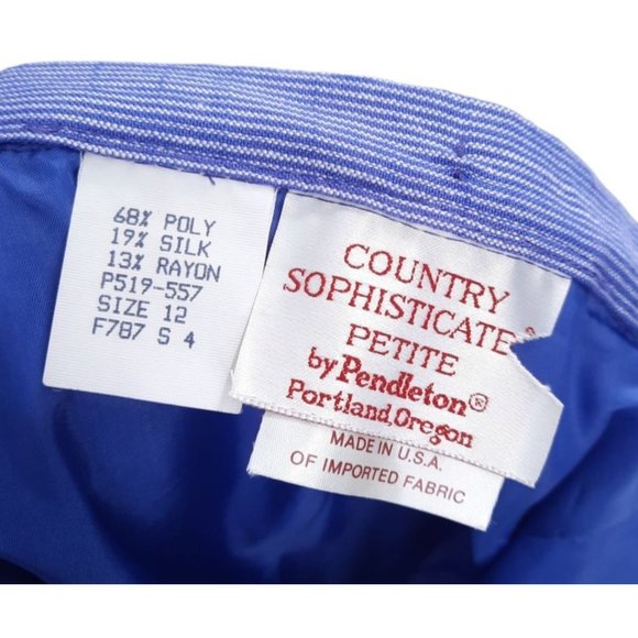 VTG 70s Country Sophisticates Petite Purple Blue Pinstripe Silk Pencil Skirt S - Picture 6 of 9